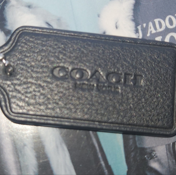 COACH New York Hang Tag, Black Pebbled Leather 2.5"×1.25" - Picture 2 of 4